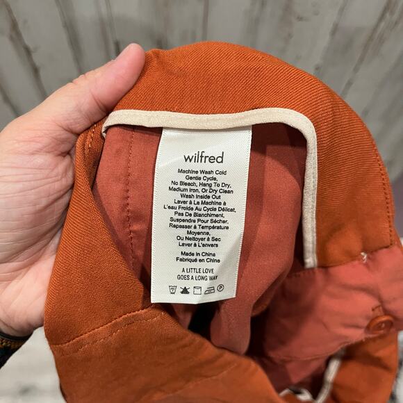 Aritzia Wilfred Cherice Italian Linen Blend Orange Slim Cigarette Pants Size 10 - Picture 6 of 10